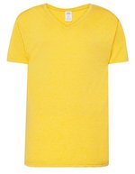 JHK Urbanes V-Ausschnitt T-Shirt Slim-Fit, White S, JHK270 – Mustard Heather