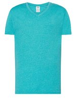 JHK Urbanes V-Ausschnitt T-Shirt Slim-Fit, White S, JHK270 – Turquoise Heather