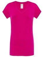 JHK T-Shirt V-Ausschnitt Sicilia für Damen, White S, JHK271 – Fuchsia