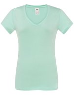 JHK T-Shirt V-Ausschnitt Sicilia für Damen, White S, JHK271 – Mint Green