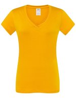 JHK T-Shirt V-Ausschnitt Sicilia für Damen, White S, JHK271 – Mustard