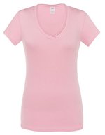 JHK T-Shirt V-Ausschnitt Sicilia für Damen, White S, JHK271 – Pink
