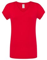 JHK T-Shirt V-Ausschnitt Sicilia für Damen, White S, JHK271 – Red
