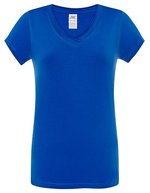 JHK T-Shirt V-Ausschnitt Sicilia für Damen, White S, JHK271 – Royal Blue