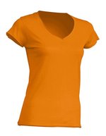JHK T-Shirt V-Ausschnitt Sicilia für Damen, White S, JHK271 – Tangerine
