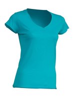 JHK T-Shirt V-Ausschnitt Sicilia für Damen, White S, JHK271 – Turquoise
