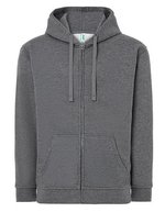 JHK Kapuzen-Sweatshirt mit 2-Wege-Reißverschluss – Dark Grey Melange