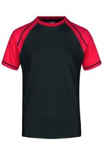 James&Nicholson Raglan-T-Shirt mit Kontrastärmel für Herren, Black/Red S, JN010 – Bild 1