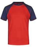 James&Nicholson Raglan-T-Shirt mit Kontrastärmel für Herren – Red/Navy