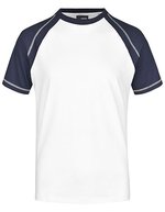 James&Nicholson Raglan-T-Shirt mit Kontrastärmel für Herren – White/Navy