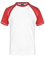James&Nicholson Raglan-T-Shirt mit Kontrastärmel für Herren, Black/Red S, JN010 – Bianco/Rosso