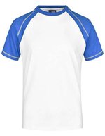James&Nicholson Raglan-T-Shirt mit Kontrastärmel für Herren, Black/Red S, JN010 – Bianco/Reale