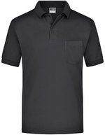 James&Nicholson Polo-Shirt mit Brusttasche Piqué – Black