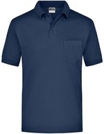 James&Nicholson Polo-Shirt mit Brusttasche Piqué, White S, JN026 – Blu navy