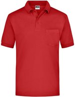 James&Nicholson Polo-Shirt mit Brusttasche Piqué, White S, JN026 – Rosso