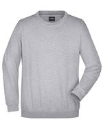 James&Nicholson Rundhals-Sweatshirt aus ringgesponnener Baumwolle, White S, JN040 – Grigio Melange