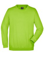 James&Nicholson Rundhals-Sweatshirt aus ringgesponnener Baumwolle, White S, JN040 – Verde lime