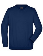 James&Nicholson Rundhals-Sweatshirt aus ringgesponnener Baumwolle, White S, JN040 – Blu navy