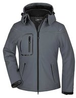 James&Nicholson Softshelljacke mit abzippbarer Kapuze für Damen – Carbon