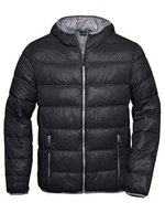 James&Nicholson Daunenjacke mit Kapuze, leicht für Herren, Black/Grey S, JN1060 – Bild 2