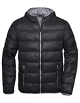 James&Nicholson Daunenjacke mit Kapuze, leicht für Herren, Black/Grey S, JN1060 – Bild 2