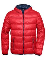 James&Nicholson Daunenjacke mit Kapuze, leicht für Herren, Black/Grey S, JN1060 – Rosso/Blu navy