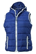 James&Nicholson Steppweste mit Kapuze für Damen, Irish Green/White S, JN1075 – Bild 1