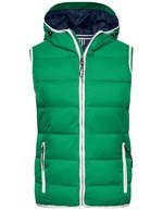 James&Nicholson Steppweste mit Kapuze für Damen, Irish Green/White S, JN1075 – Bild 2