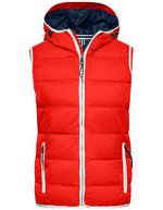 James&Nicholson Steppweste mit Kapuze für Damen, Irish Green/White S, JN1075 – Red/White