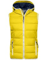 James&Nicholson Steppweste mit Kapuze für Damen, Irish Green/White S, JN1075 – Sun Yellow/White