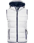 James&Nicholson Steppweste mit Kapuze für Damen, Irish Green/White S, JN1075 – White/Navy