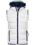 James&Nicholson Steppweste mit Kapuze für Damen, Irish Green/White S, JN1075 – White/Navy