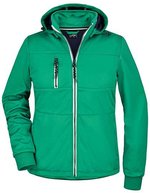 James&Nicholson Softshell Jacke mit Kapuze für Damen, Black/Black S, JN1077 – Irish Green/Navy/White