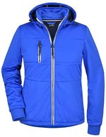James&Nicholson Softshell Jacke mit Kapuze für Damen, Black/Black S, JN1077 – Nautic Blue/Navy/White