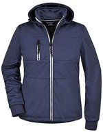 James&Nicholson Softshell Jacke mit Kapuze für Damen, Black/Black S, JN1077 – Navy/Navy/White