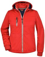 James&Nicholson Softshell Jacke mit Kapuze für Damen, Black/Black S, JN1077 – Red/Navy/White