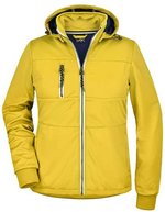 James&Nicholson Softshell Jacke mit Kapuze für Damen, Black/Black S, JN1077 – Sun Yellow/Navy/White