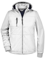 James&Nicholson Softshell Jacke mit Kapuze für Damen, Black/Black S, JN1077 – White/White/Navy