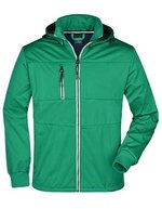 James&Nicholson Softshell-Jacke mit Kapuze für Herren, Black/Black S, JN1078 – Irish Green/Navy/White