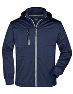 James&Nicholson Softshell-Jacke mit Kapuze für Herren, Black/Black S, JN1078 – Navy/Navy/White