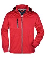 James&Nicholson Softshell-Jacke mit Kapuze für Herren, Black/Black S, JN1078 – Red/Navy/White