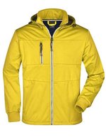 James&Nicholson Softshell-Jacke mit Kapuze für Herren, Black/Black S, JN1078 – Sun Yellow/Navy/White