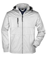 James&Nicholson Softshell-Jacke mit Kapuze für Herren, Black/Black S, JN1078 – White/White/Navy