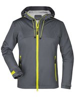 James&Nicholson Softshell-Jacke mit TPU-Membran für Damen, Aqua/Acid Yellow S, JN1097 – Iron Grey/Yellow