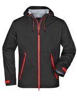 James&Nicholson Ultraleichte Softshell-Jacke mit Kapuze, Aqua/Acid Yellow S, JN1098 – Nero/Rosso