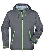 James&Nicholson Ultraleichte Softshell-Jacke mit Kapuze, Aqua/Acid Yellow S, JN1098 – Ferro Grigio/Verde