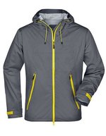 James&Nicholson Ultraleichte Softshell-Jacke mit Kapuze, Aqua/Acid Yellow S, JN1098 – Iron Grey/Yellow