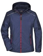 James&Nicholson Regenjacke mit Kapuze und Reflexen für Damen – Navy/Red