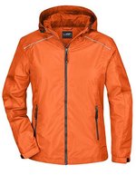 James&Nicholson Regenjacke mit Kapuze und Reflexen für Damen – Orange/Carbon