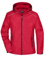 James&Nicholson Regenjacke mit Kapuze und Reflexen für Damen – Red/Black